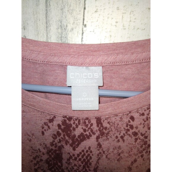 Chico's Zenergy Snakeskin-Print Long Sleeve Pullover Top Size 0 (4-6) Pink - Picture 2 of 5
